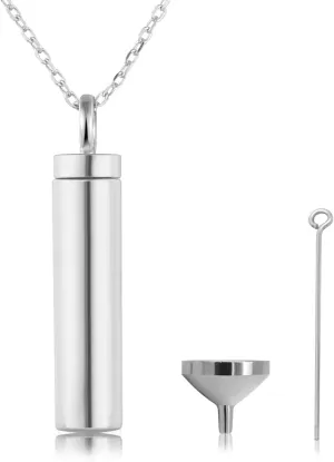 925 Sterling Silver Minimalist Urn Pendant Ash Necklace - Memorial Ashes Keepsake Exquisite Cremation Jewelry
