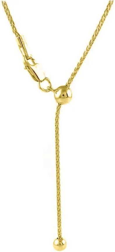 925 Sterling Silver necklace1.4MM Diamond Cut Adjustable Wheat Chain Necklace 24' - Adjustable Fox Tail Spiga silver Necklace in 4 colors
