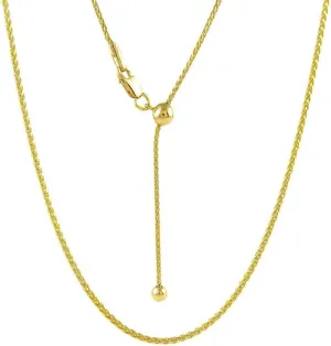 925 Sterling Silver necklace1.4MM Diamond Cut Adjustable Wheat Chain Necklace 24' - Adjustable Fox Tail Spiga silver Necklace in 4 colors