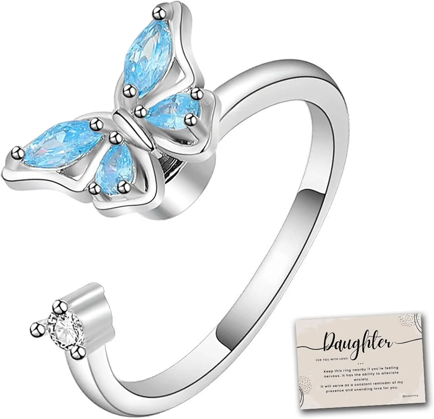 Adjustable Rings for Teen Girls - Butterfly Style Rings for Girls and Women, Open Adjustable Stress-Relieving Jewelry Gift for Valentine's Day