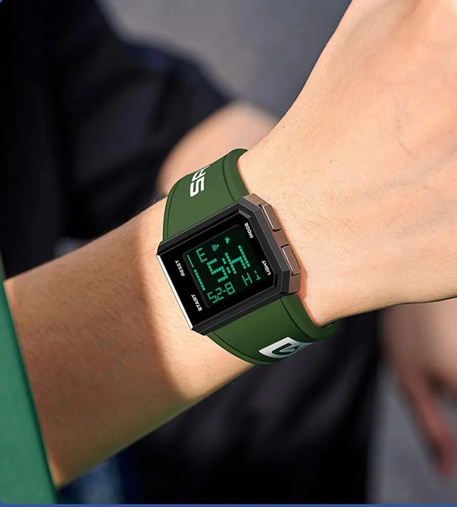 ADSBIAOYE Square Mens Digital Watch Outdoor Sports Multi-Function Watch LED Waterproof Chronograph Electronic Watches