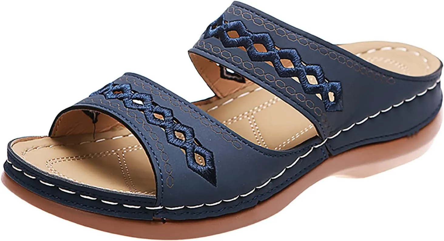 AMDBEL Platform Sandals Women Comfortable, Orthopedic Wedge Sandals for Women Summer Dressy 2024 Open Toe Ankle Strap Platform Sandals Casual Strappy Low Wedges Sandals