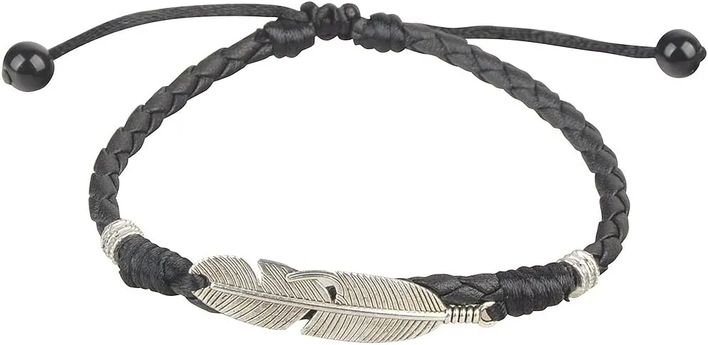Ancient Tribe Handmade Adjustable Black Leather Anklet