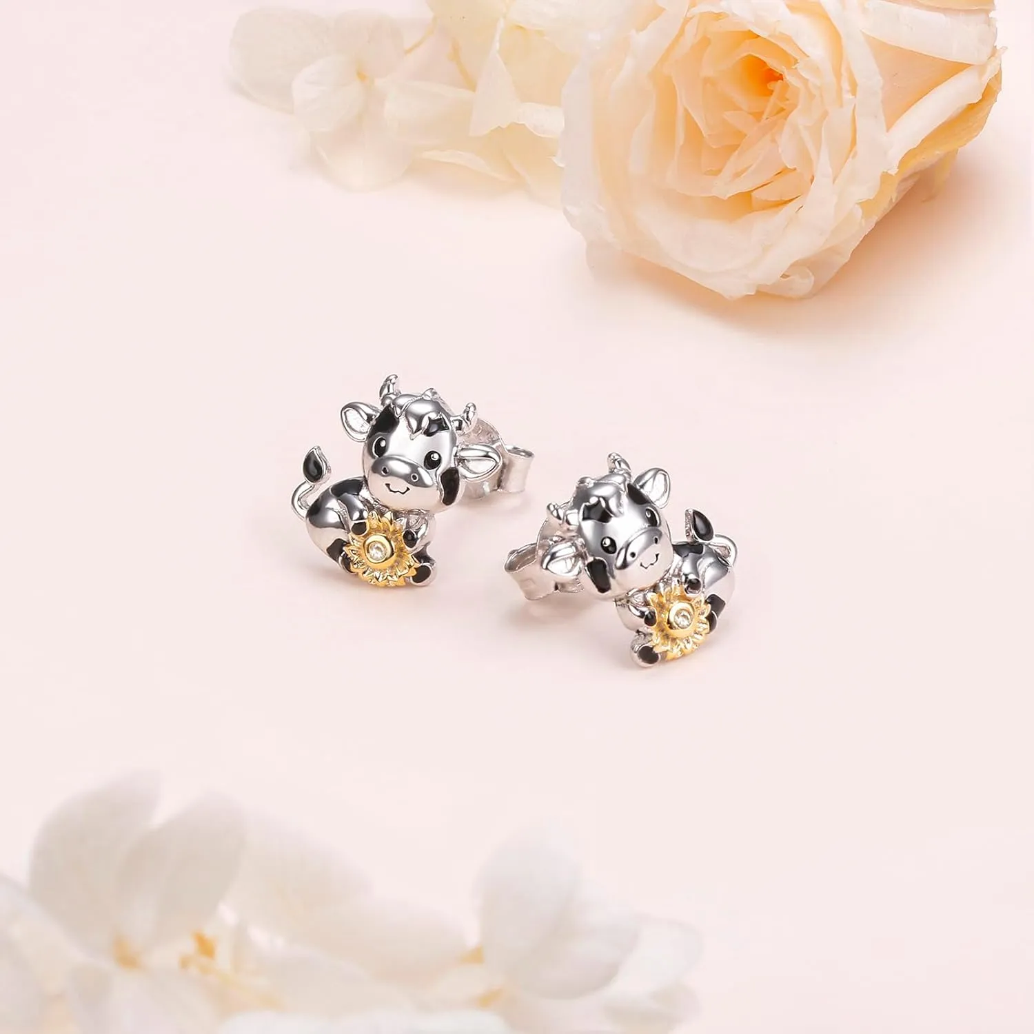 Animal Earrings 925 Sterling Silver Capybaral Cow Bunny Stud Earring for Women Capybara Jewelry Animal Earrings Jewelry