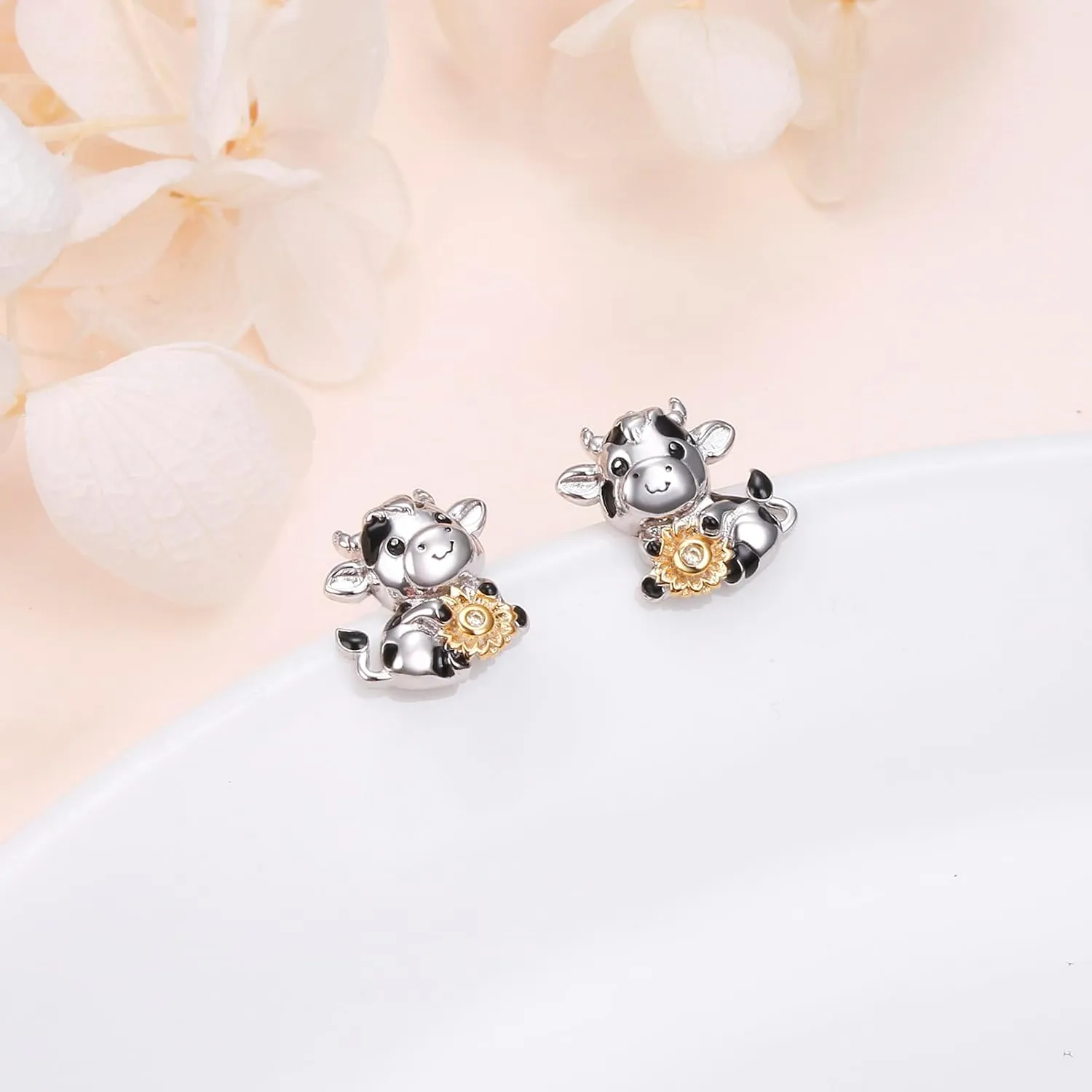 Animal Earrings 925 Sterling Silver Capybaral Cow Bunny Stud Earring for Women Capybara Jewelry Animal Earrings Jewelry