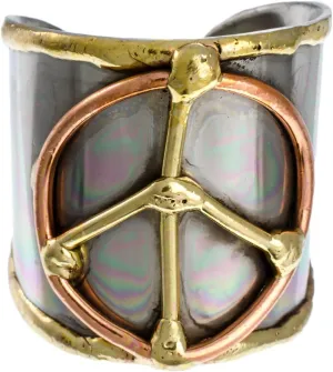 Anju Tri-Tone Peace Adjustable Cuff Ring
