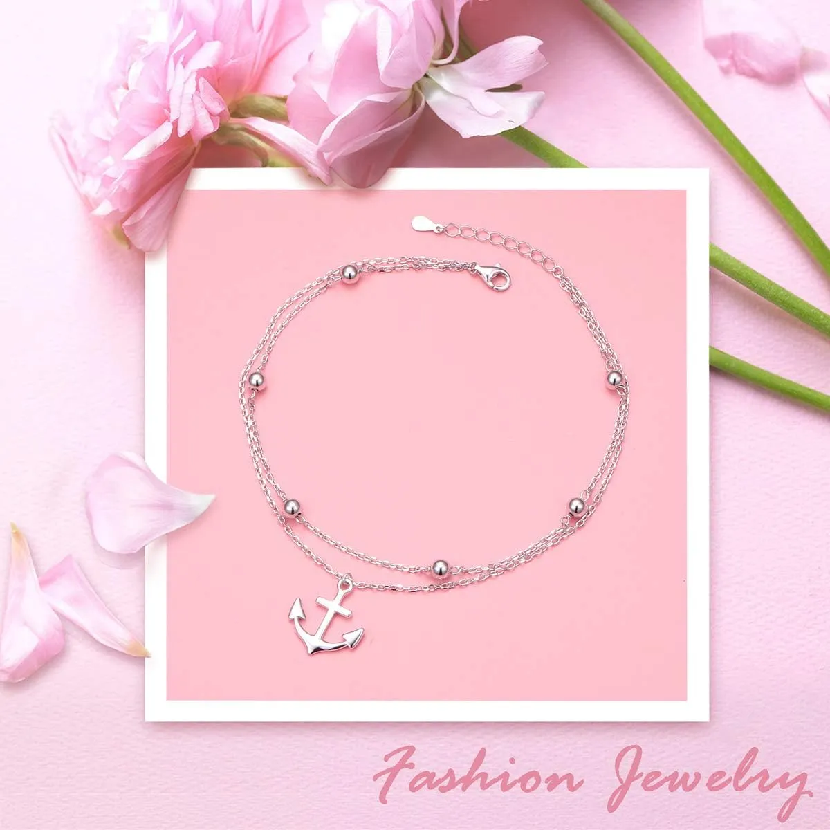 Anklet for Women S925 Sterling Silver Adjustable Foot Ankle Bracelet