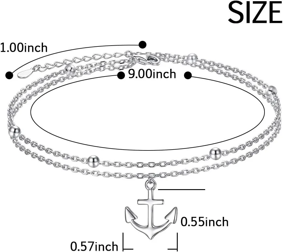 Anklet for Women S925 Sterling Silver Adjustable Foot Ankle Bracelet
