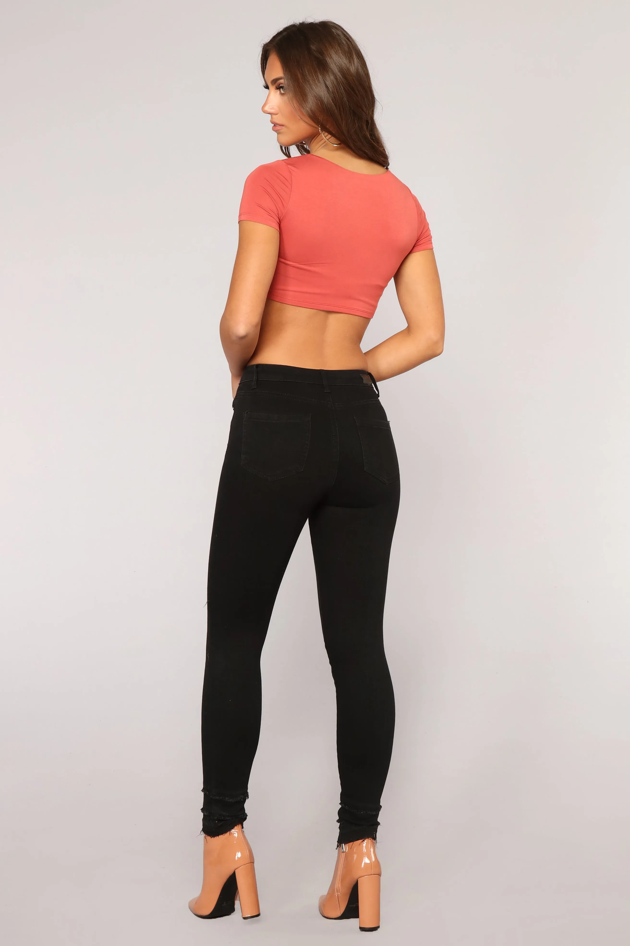 Anything But Square Short Sleeve Crop Top - Rust