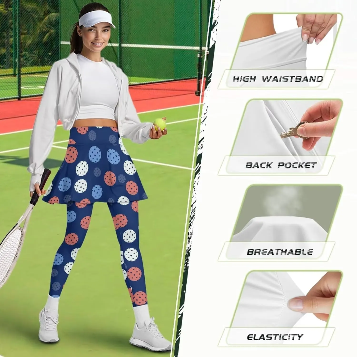 Athletics Skirts with Leggings Pickleball Pants for Women Skirted Leggings with Pockets Athletic Skirts Leggings