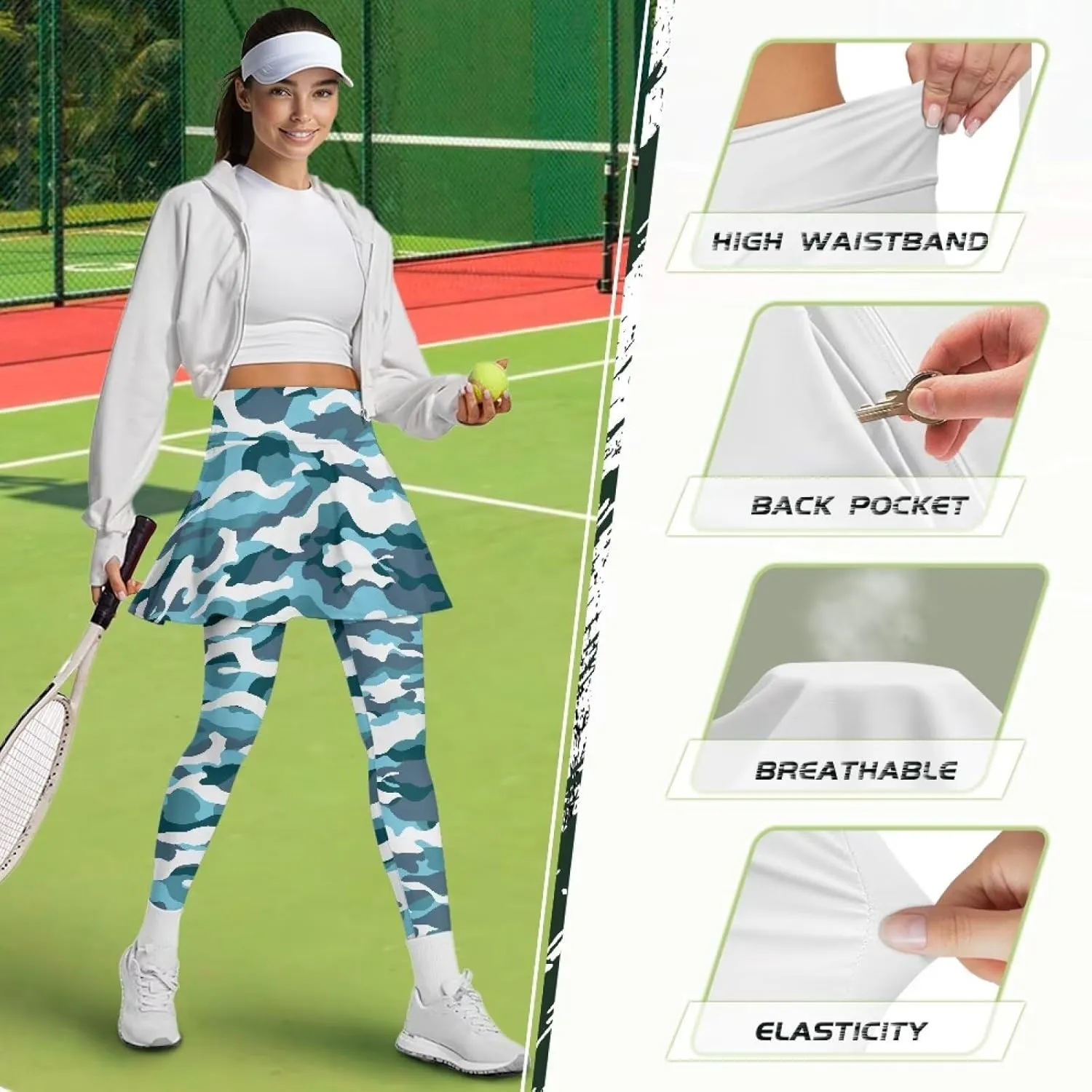 Athletics Skirts with Leggings Pickleball Pants for Women Skirted Leggings with Pockets Athletic Skirts Leggings