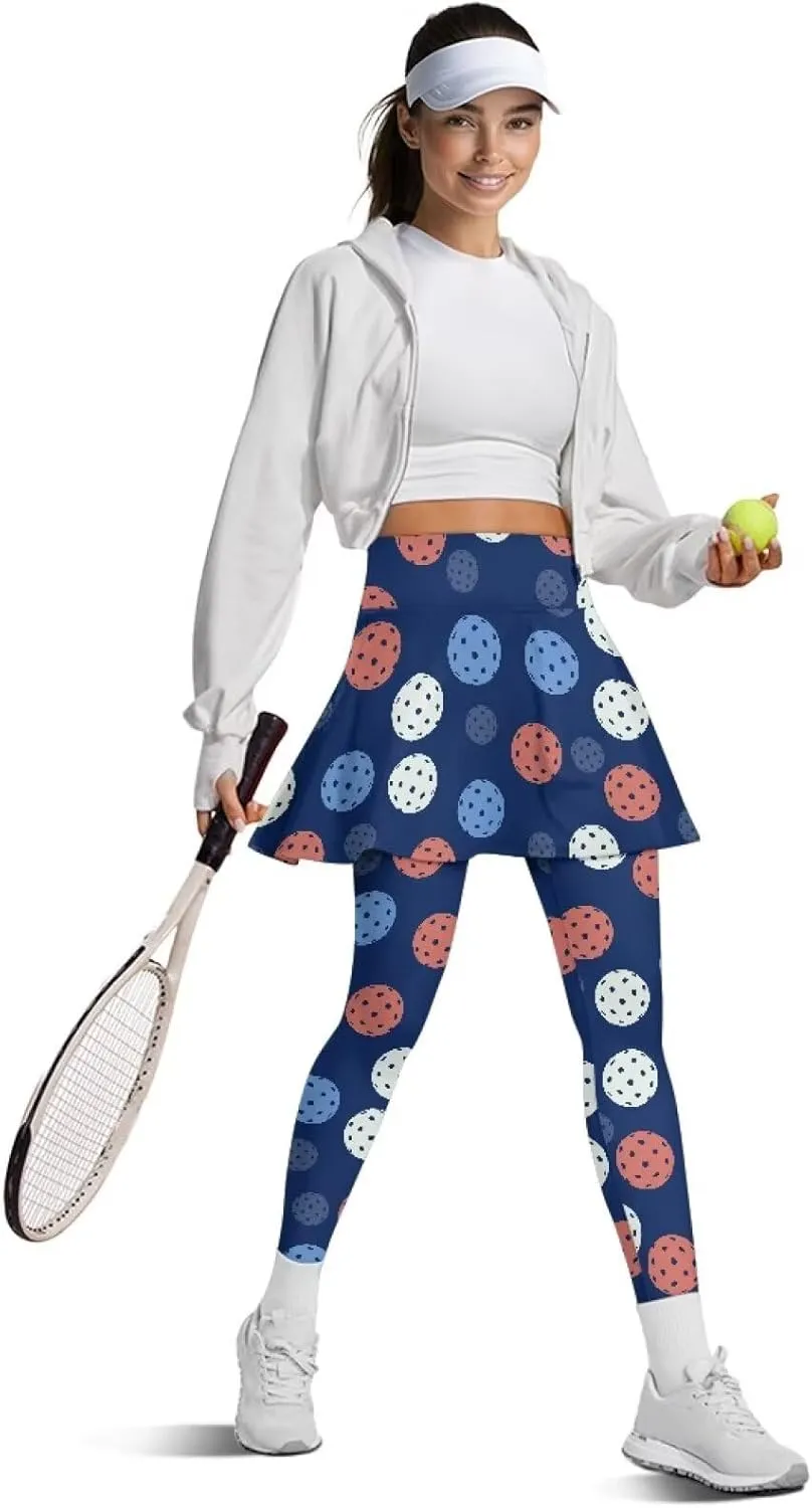 Athletics Skirts with Leggings Pickleball Pants for Women Skirted Leggings with Pockets Athletic Skirts Leggings