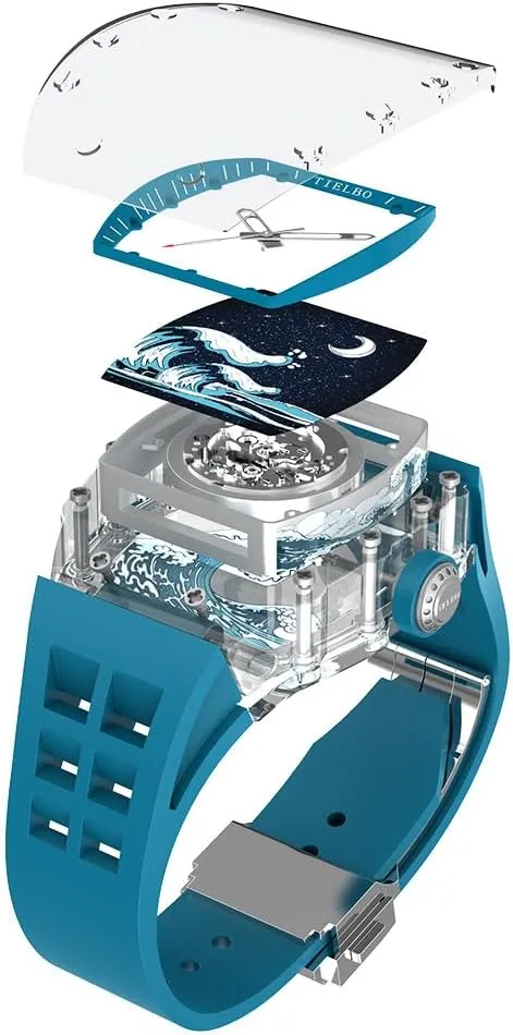Automatic Mechanical Luxury Crystal Case Watches for Men Skeleton Sapphire Man Wrist Watch Waterproof Watch Luminous Hands
