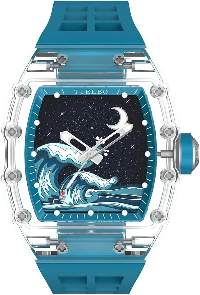 Automatic Mechanical Luxury Crystal Case Watches for Men Skeleton Sapphire Man Wrist Watch Waterproof Watch Luminous Hands
