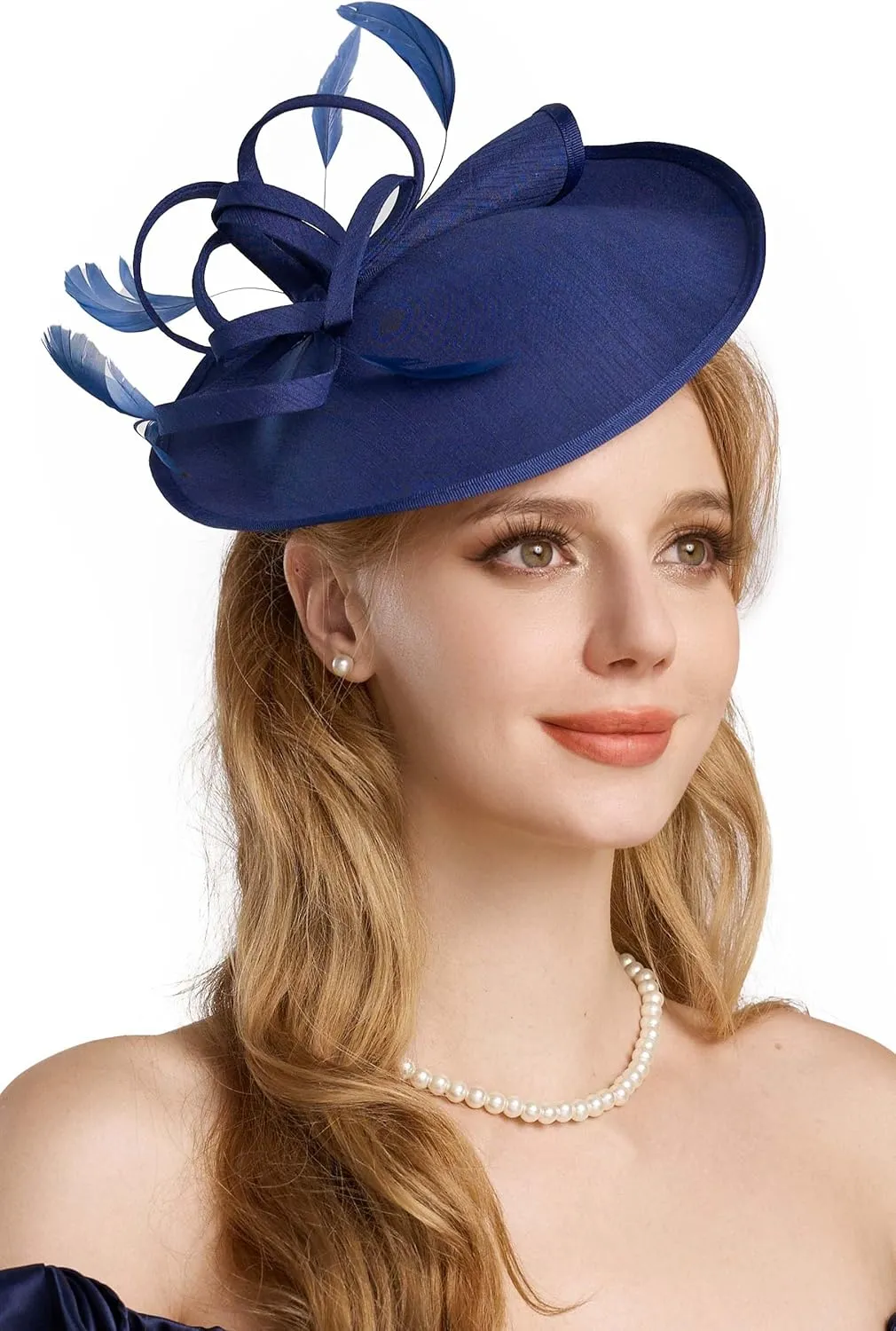 BABEYOND Derby Hats for Women - Fascinators Tea Party Hats Headband Wide Brim Fascinator Wedding Cocktail Feathers Headwear