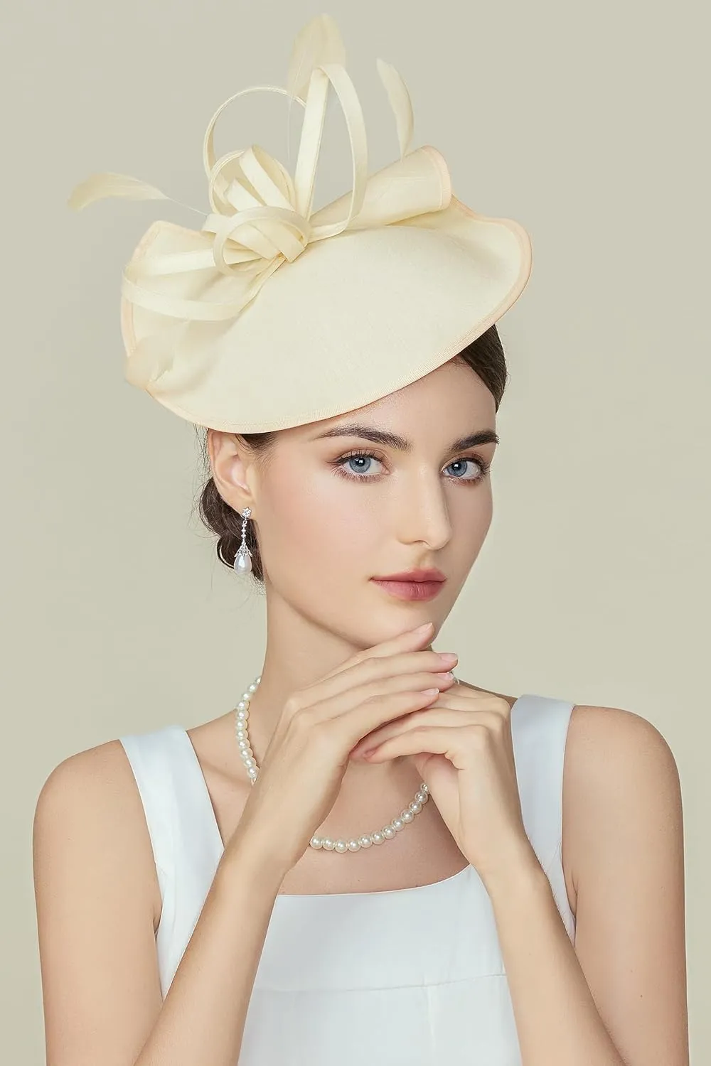 BABEYOND Derby Hats for Women - Fascinators Tea Party Hats Headband Wide Brim Fascinator Wedding Cocktail Feathers Headwear