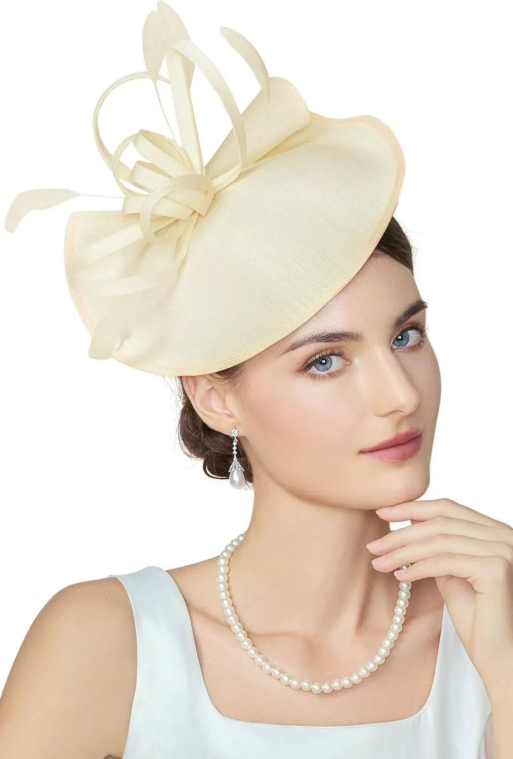 BABEYOND Derby Hats for Women - Fascinators Tea Party Hats Headband Wide Brim Fascinator Wedding Cocktail Feathers Headwear