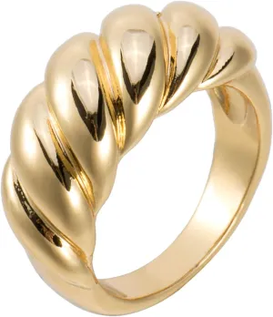 Baguette Dome Ring | CZ Set Gold Dome Ring | CZ Stacking Thick Band
