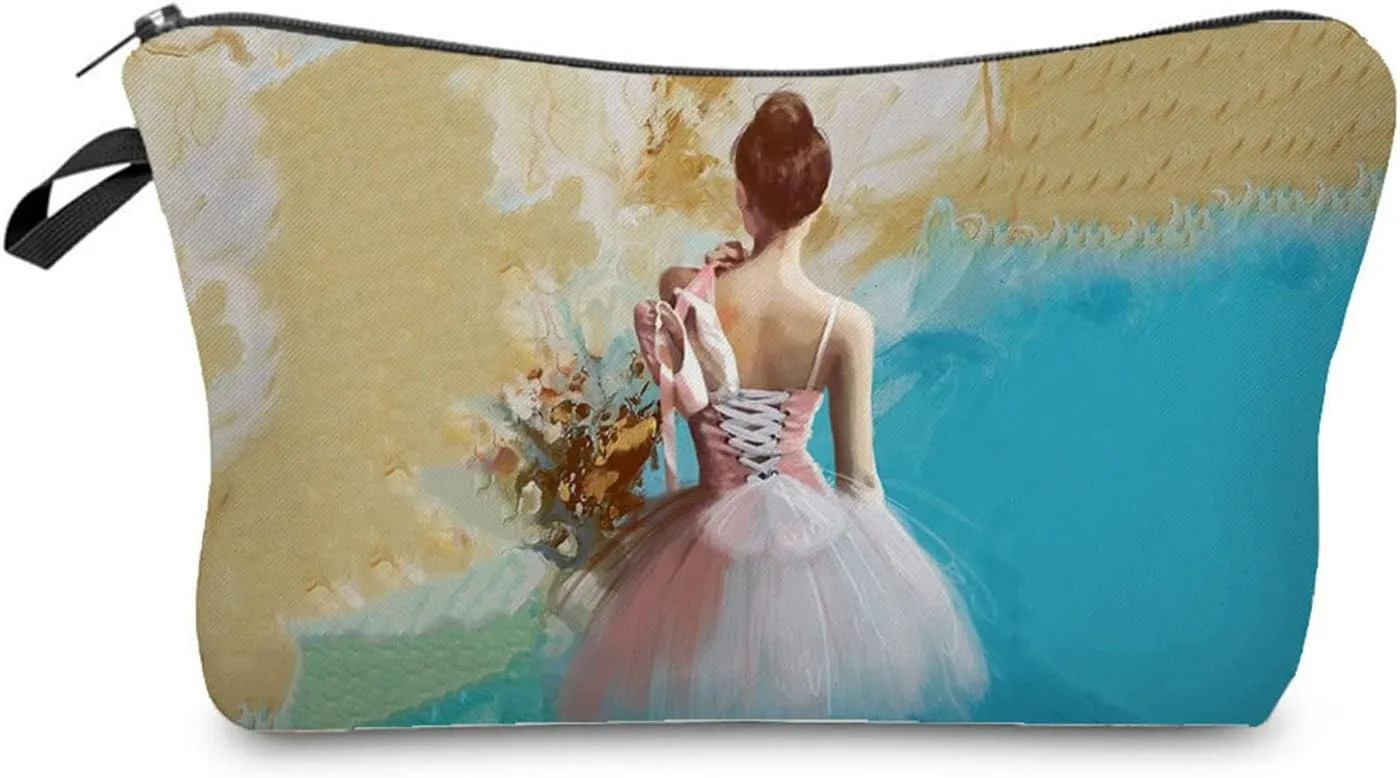 Ballet Dancer Makeup Bag Cute Small Makeup Organizer Bag Travel Toiletry Zipper Pouch Ballet Dancer Cosmetic Bag Gift for Women Ballet Dancer Learner
