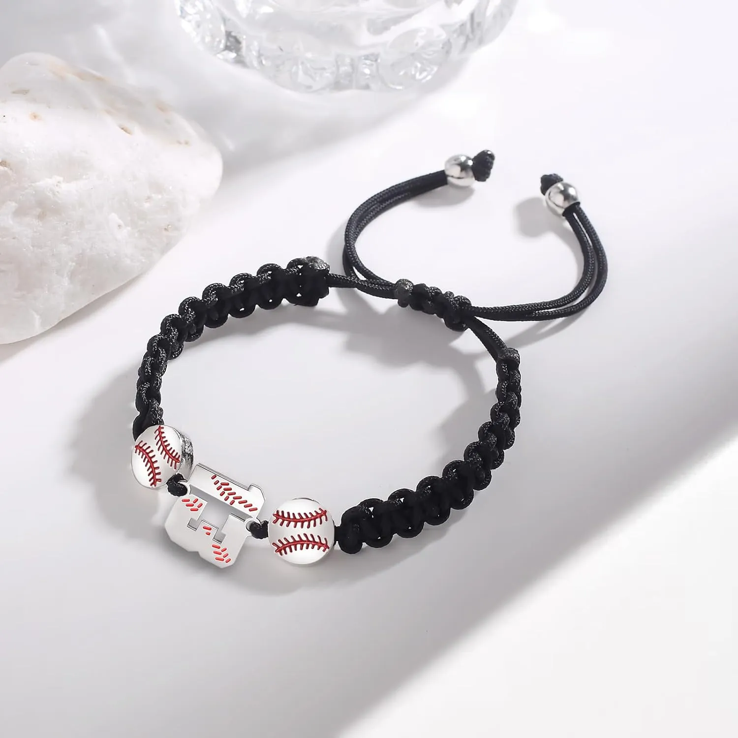 Baseball Number Bracelets for Men Athletes Jersey Number Bracelet Handmade Braided Adjustable Bracelets Personalized Baseball Gifts for Men