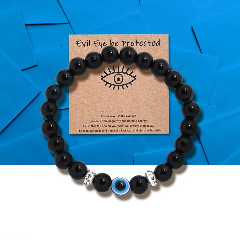 Beaded Nazar Eye Bracelets, Handmade Evil Eye Gift Bracelets for Protection and Good Luck