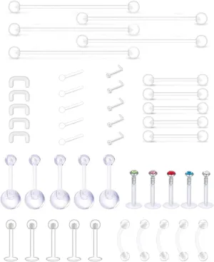 Belly Button Rings 40-200Pcs pack set Glow in The Dark Belly Rings Acrylic Banana Barbells 14G Surgical Steel Bar Mix Color Body Piercing Jewelry