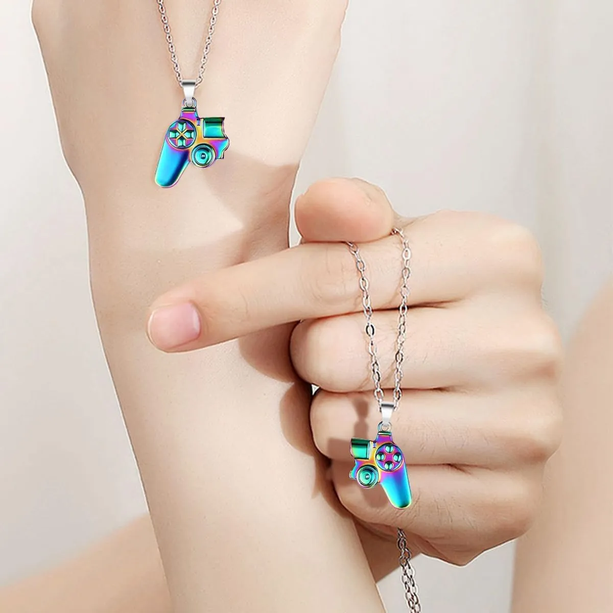 Best Friend Necklace for Couples, Console Handle Pendant Matching Jewelry for Him & Her Lovers BFF Sisters Friendship Necklace