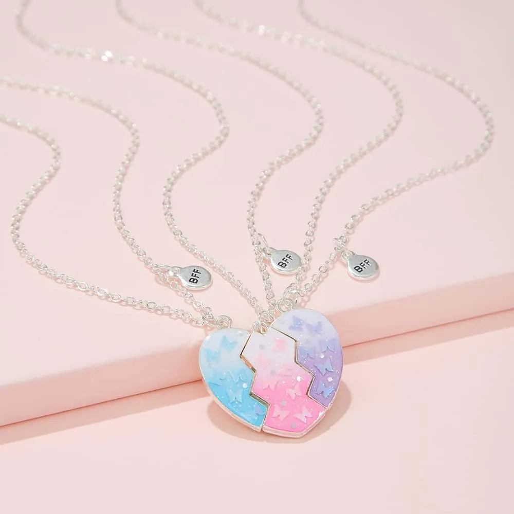 Best Friend Necklaces for 3 Matching Heart Pendant Magnetic Bff Friendship Necklace