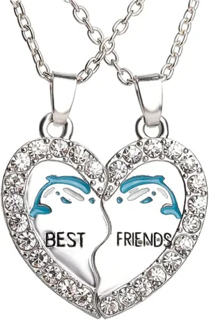Best Friends Necklace for 2 Girls BFF Half Heart Shaped Necklaces for Women Bestie Gifts Necklaces Match Necklace for Best Friends Female Friendship Necklace
