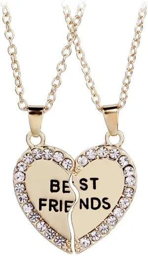 Best Friends Necklace for 2 Girls BFF Half Heart Shaped Necklaces for Women Bestie Gifts Necklaces Match Necklace for Best Friends Female Friendship Necklace