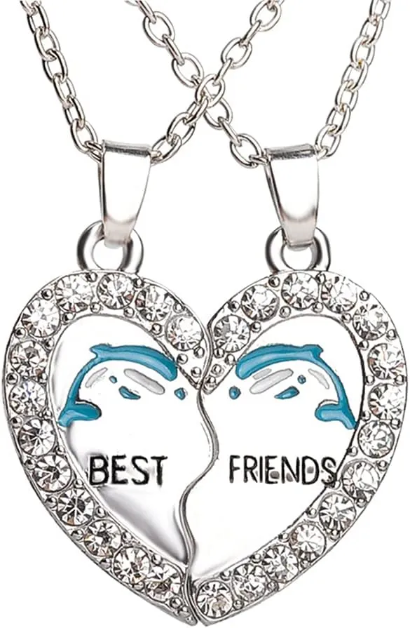 Best Friends Necklace for 2 Girls BFF Half Heart Shaped Necklaces for Women Bestie Gifts Necklaces Match Necklace for Best Friends Female Friendship Necklace