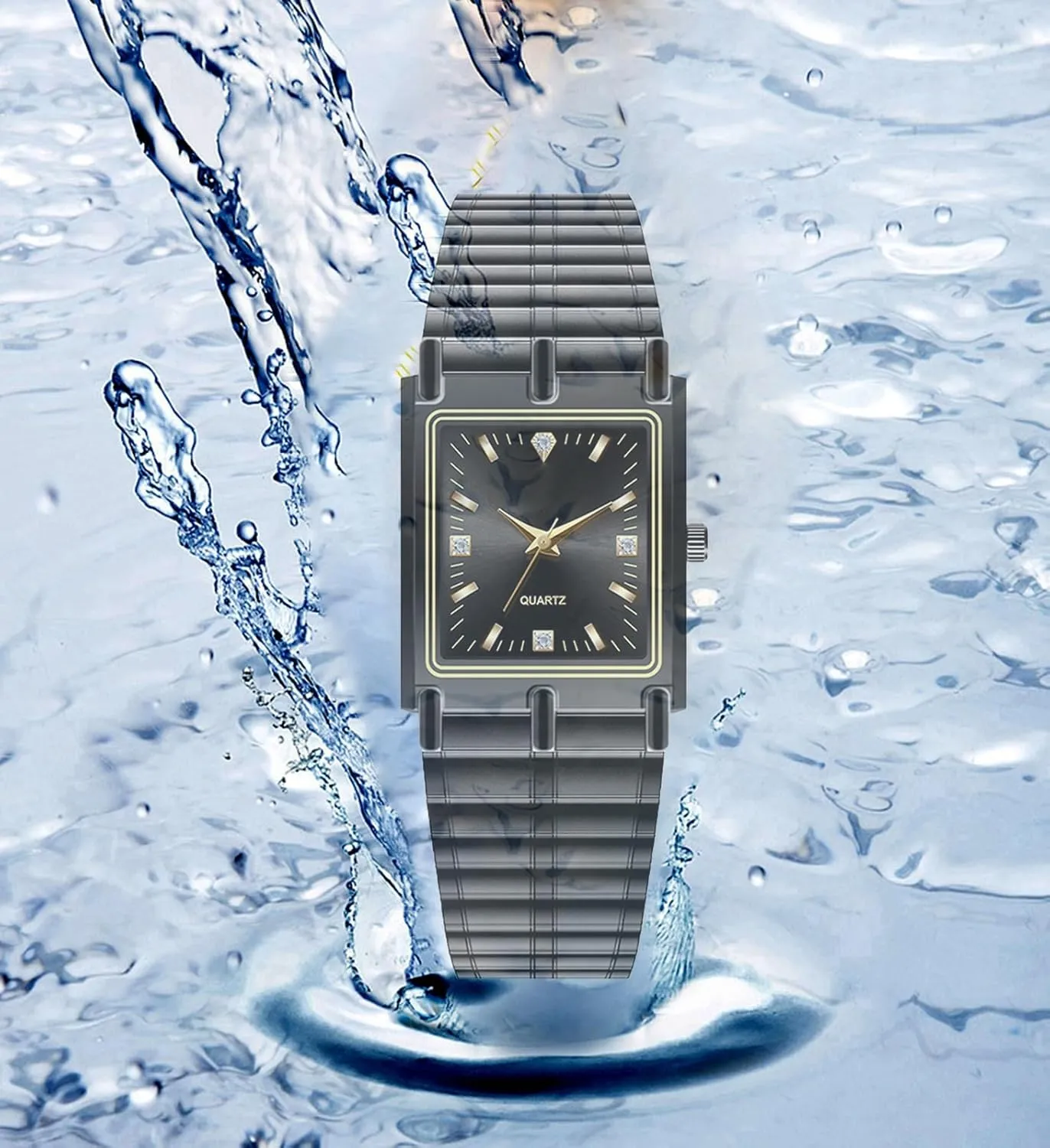 BESTKANG Men's Quartz Watch Waterproof Ultra-Thin Dress Rectangular Stainless Steel Watch