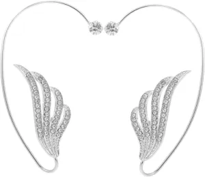 BESTYASH 1Pair Vintage Rhinestone Wings Ear Elegant Cuff Wrap Earrings for Women Sparkly Rhinestone Ear Crawler Jewelry for Special Occasions and Everyday Wear