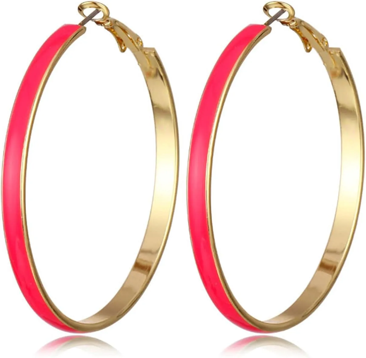 Big 5cm Circle Hoop Earring Multicolor Enamel Round Dangle Drop Earrings for Women Exaggerated Statement Jewelry