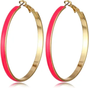 Big 5cm Circle Hoop Earring Multicolor Enamel Round Dangle Drop Earrings for Women Exaggerated Statement Jewelry