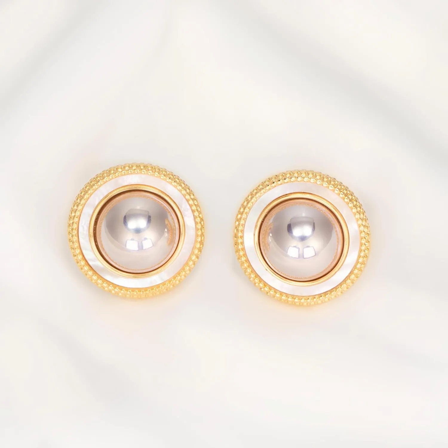 Big Pearl Stud Earrings for Women Faux Gold Large Pearl Earrings Studs
