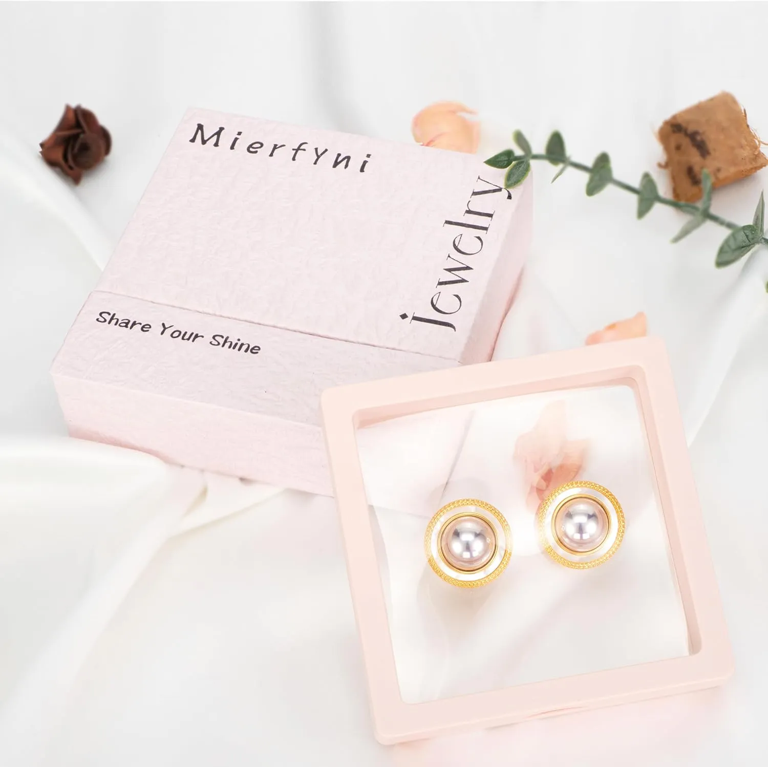 Big Pearl Stud Earrings for Women Faux Gold Large Pearl Earrings Studs