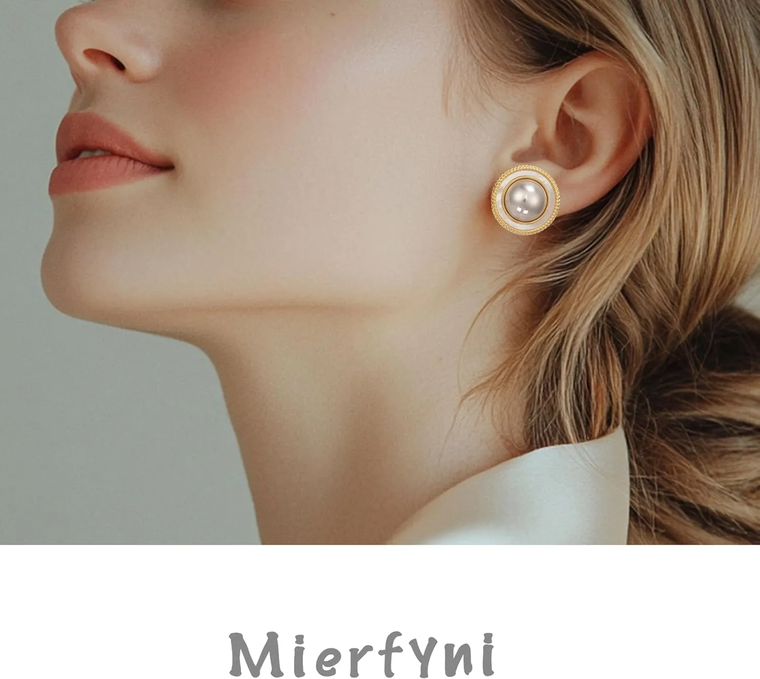 Big Pearl Stud Earrings for Women Faux Gold Large Pearl Earrings Studs