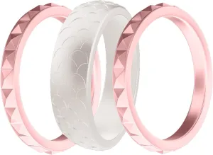 Birthstone Color Silicone Stacking Band Rings for Men Women Soft Flexible Expandable Rubber Knuckle Pinky Stackable Thin Rings Breathable Sports Gym Yoga Work Out Finger Rings Set Birthday Gifts