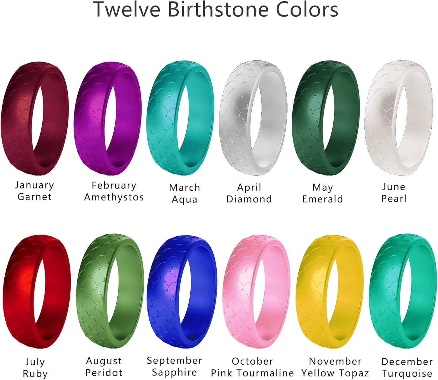 Birthstone Color Silicone Stacking Band Rings for Men Women Soft Flexible Expandable Rubber Knuckle Pinky Stackable Thin Rings Breathable Sports Gym Yoga Work Out Finger Rings Set Birthday Gifts