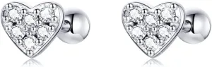 BISAER 925 Sterling Silver Tiny Butterfly Heart Star Earrings With Screw Back Cubic Zirconia Stud Earrings for Women Cartilage Jewelry
