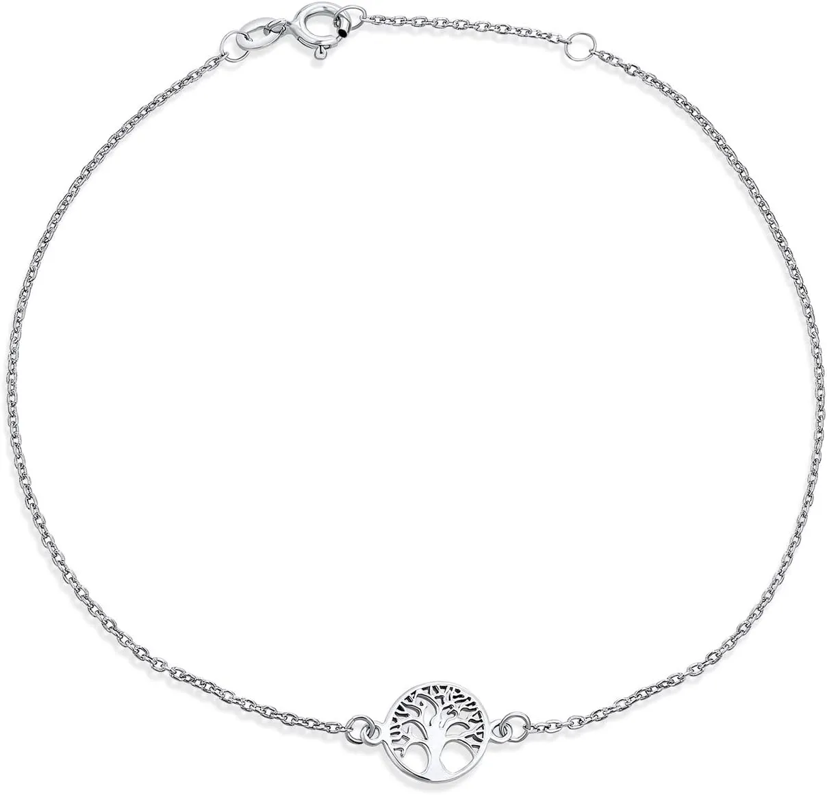 Bling Jewelry Round Celtic Family Tree Of Life Anklet Ankle Bracelet For Women .925 Sterling Silver Adjustable 9 To 10 Inch With Extender Adjustable