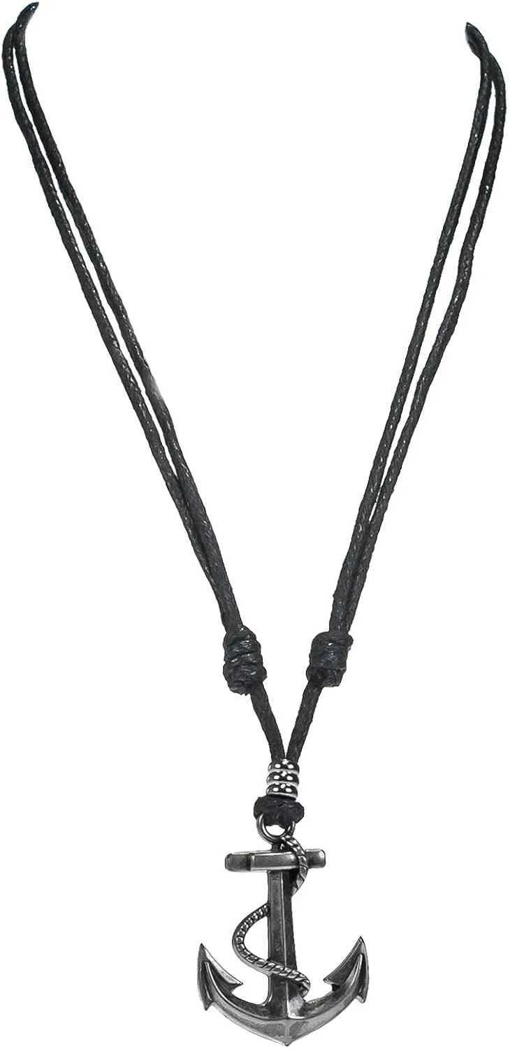 BlueRica Anchor & Rope on Adjustable Cord Necklace