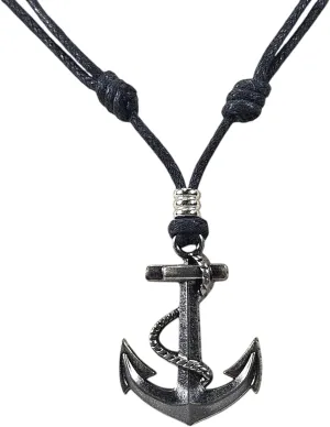 BlueRica Anchor & Rope on Adjustable Cord Necklace