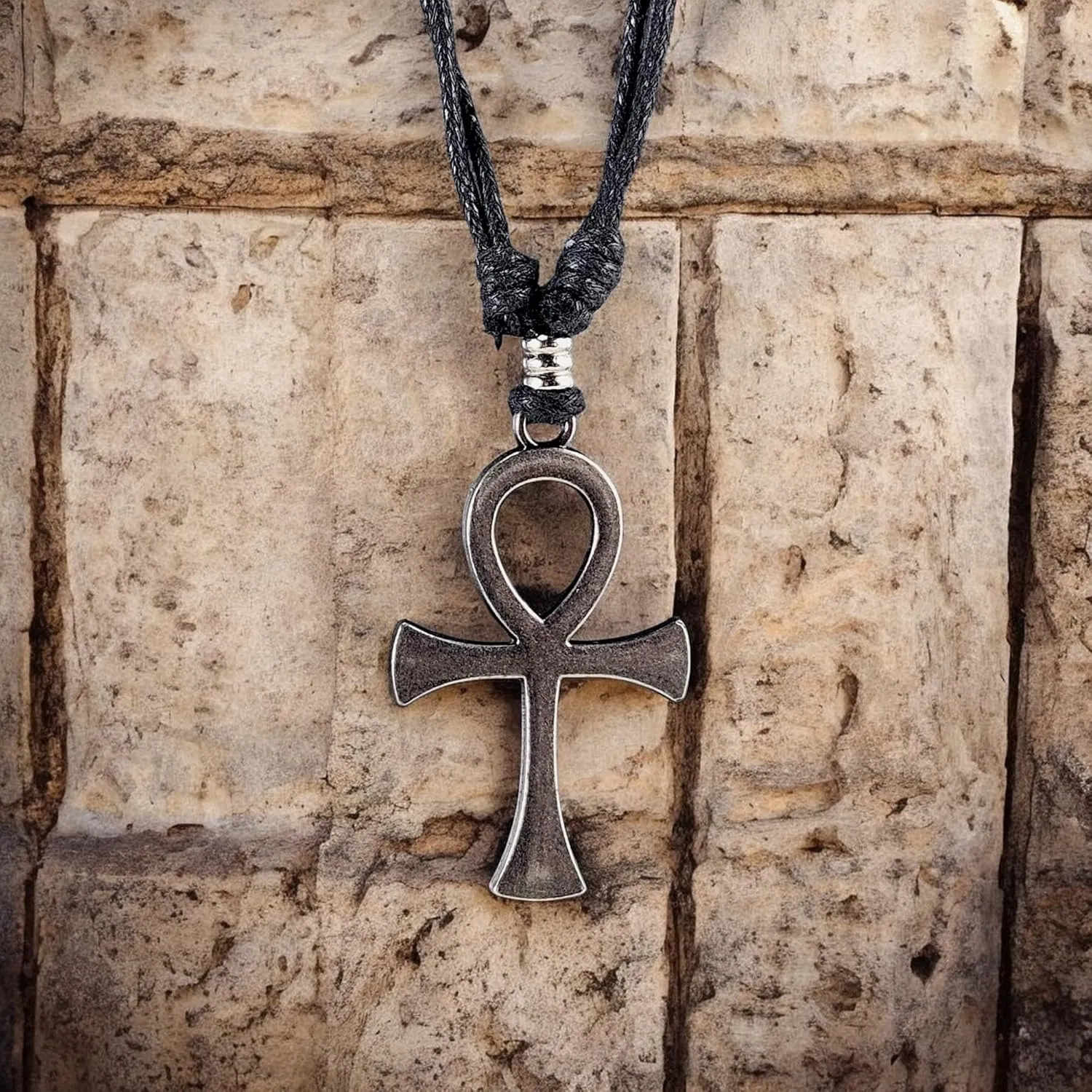 BlueRica Ankh Cross of Life on Adjustable Cord Necklace