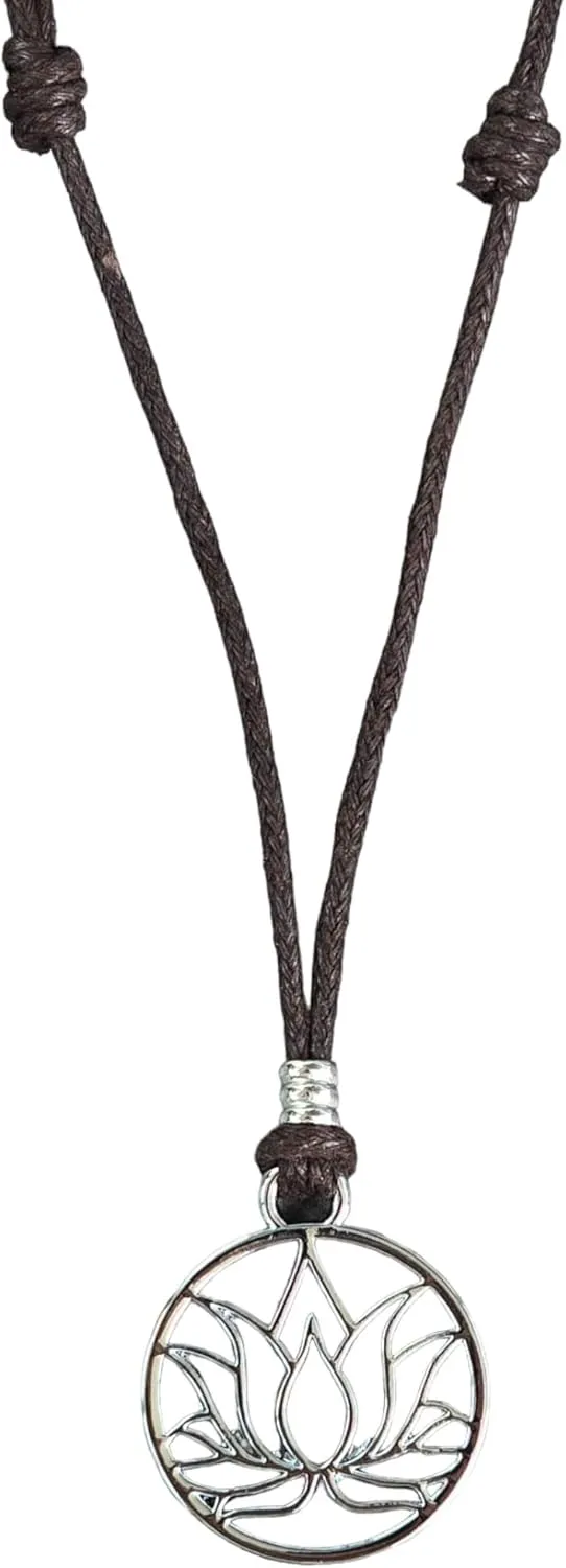 BlueRica Lotus Flower on Adjustable Cord Necklace
