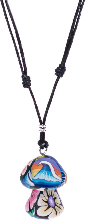 BlueRica Mushroom Pendant on Adjustable Necklace