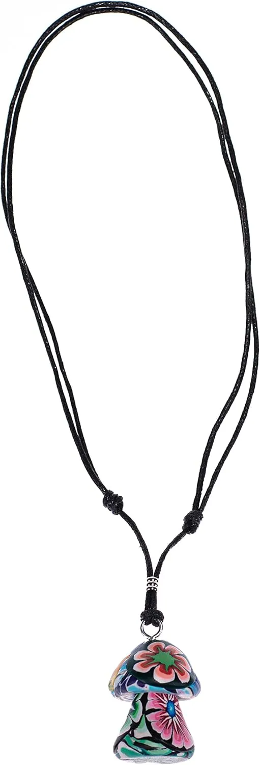 BlueRica Mushroom Pendant on Adjustable Necklace