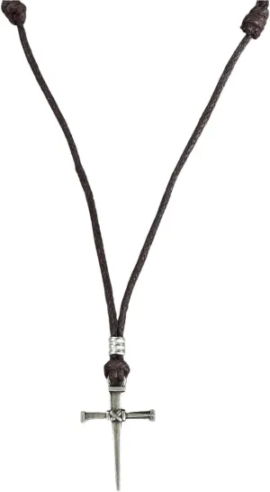 BlueRica Nail & Cross on Adjustable Cord Necklace