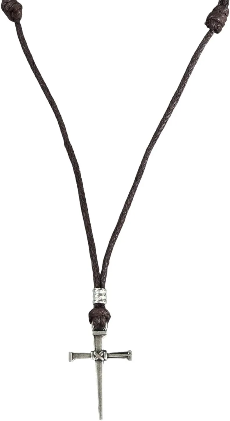 BlueRica Nail & Cross on Adjustable Cord Necklace